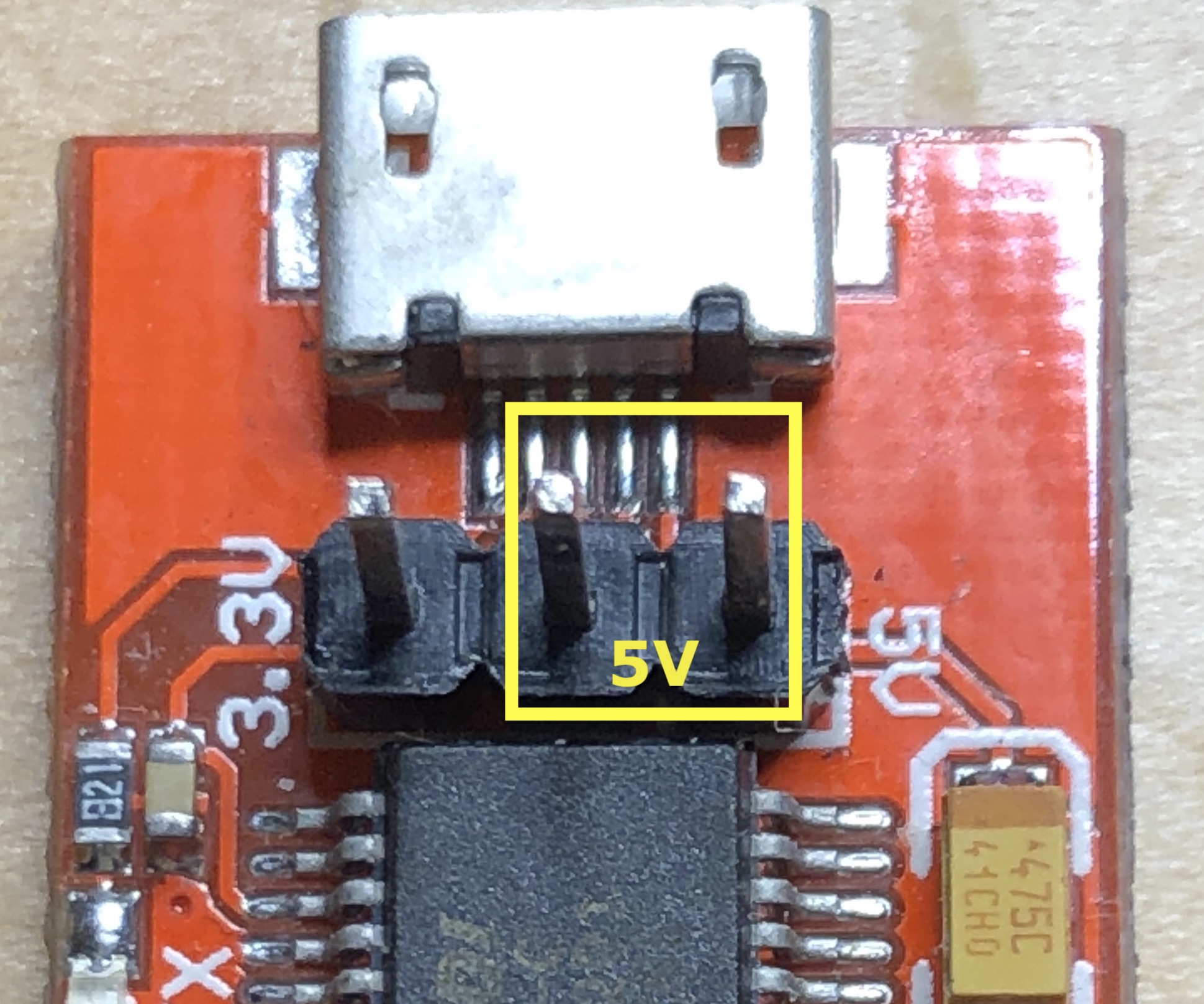 FTDI pin combination for 5V